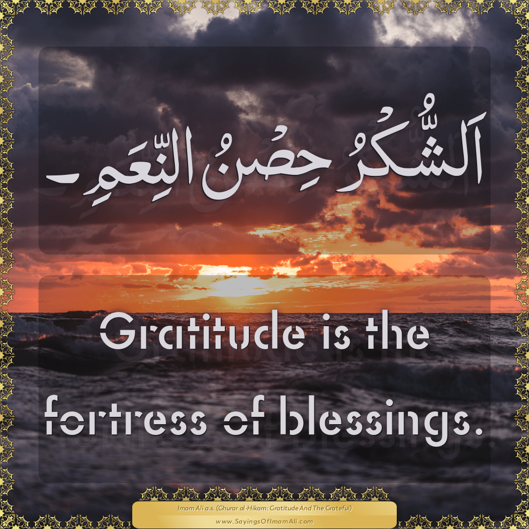 Gratitude is the fortress of blessings.